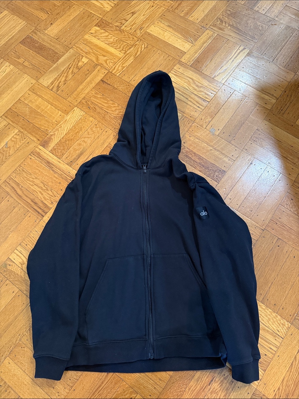ALO Yoga Renown Full Zip Black Hoodie